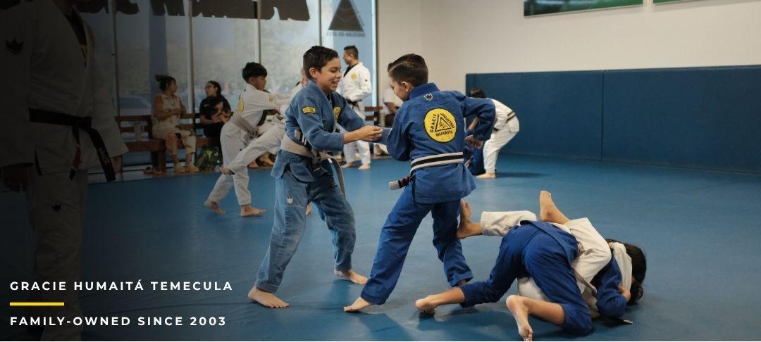 Kids training in Gracie Humaitá gis at Gracie Humaitá Temecula in Murrieta